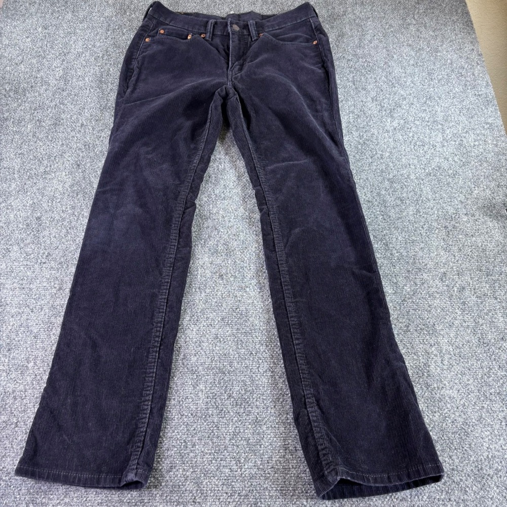 Levi's 514 Straight Pants Mens 29x30 Navy Blue Corduroy Stretch Casual Trousers